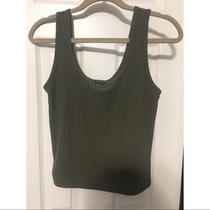 Olive green pleated tank top